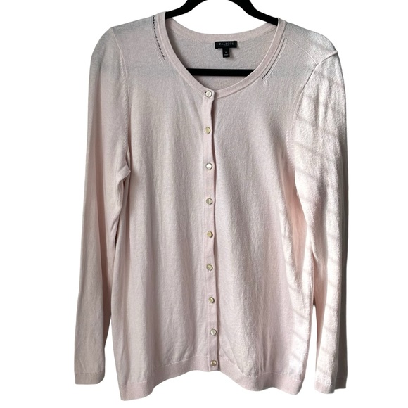 Talbots Soft Pink Cotton Cashmere Blend Long Sleeve Cardigan Plus Size 1XL - Picture 1 of 7